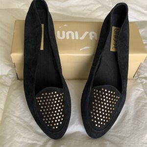 Unisa Black suede with Gold Dot Design Slip-on Flats in 8 1/2 AA